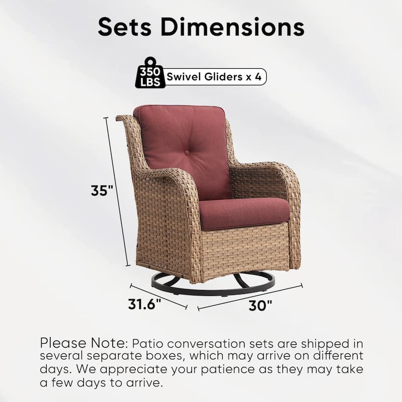 Pocassy 4 Pieces Outdoor 4 Inch Swivel Glider Chairs