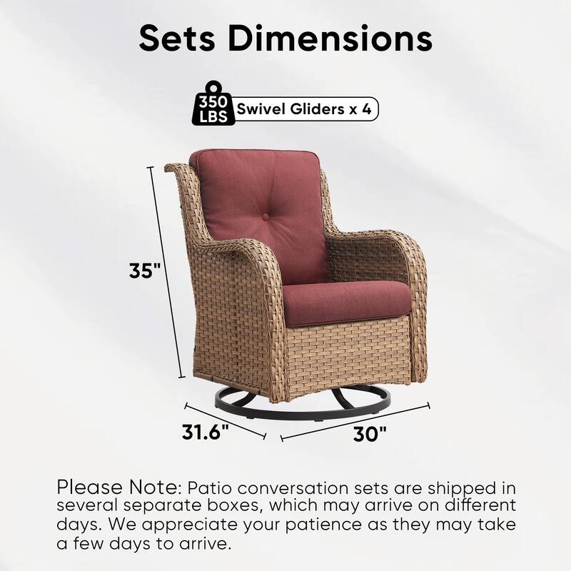 Pocassy 4Pieces Swivel Glider Chairs with 5Inch 6Inch Cushion