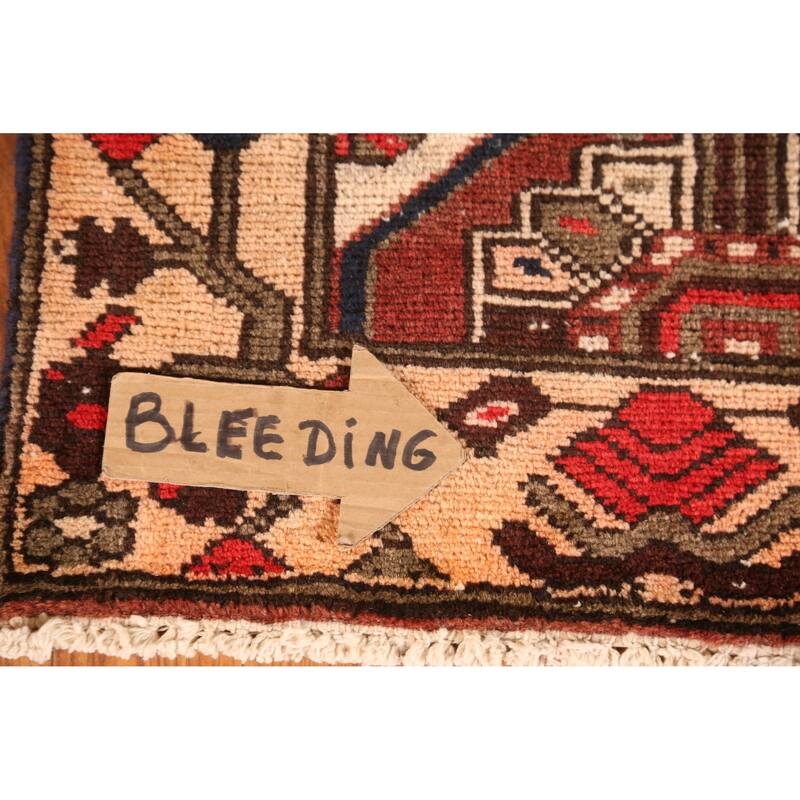 Hand Knotted Oriental 100% Wool Carpet Traditional Geometric Oranges & Rust Bakhtiari Runner Rug - 9' 6'' X 3' 4''