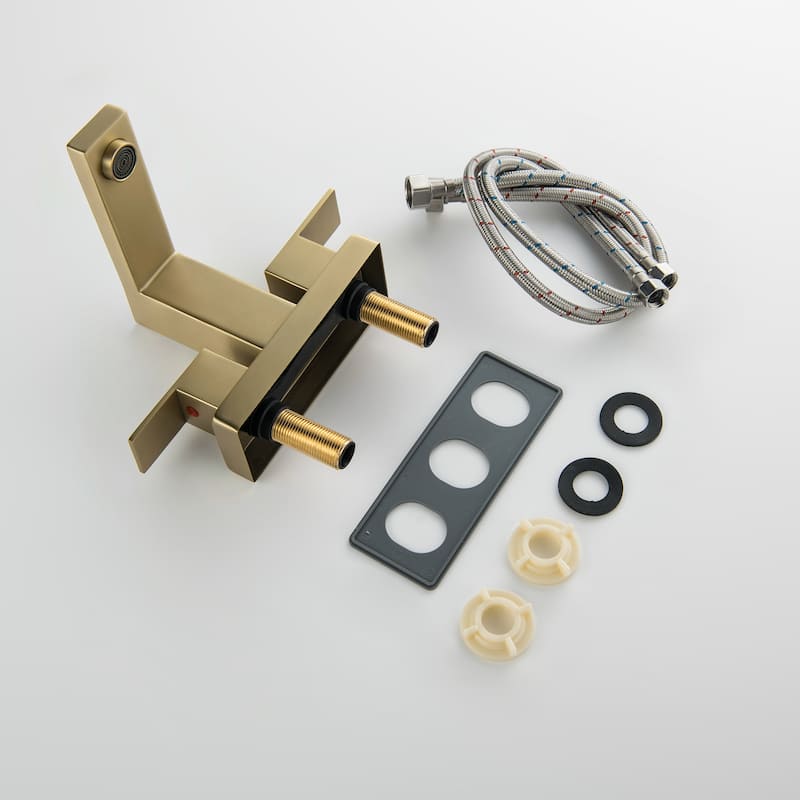 5.3"H Stainless Steel Centerset Deck Mounted 2-Handle Bathroom Faucet