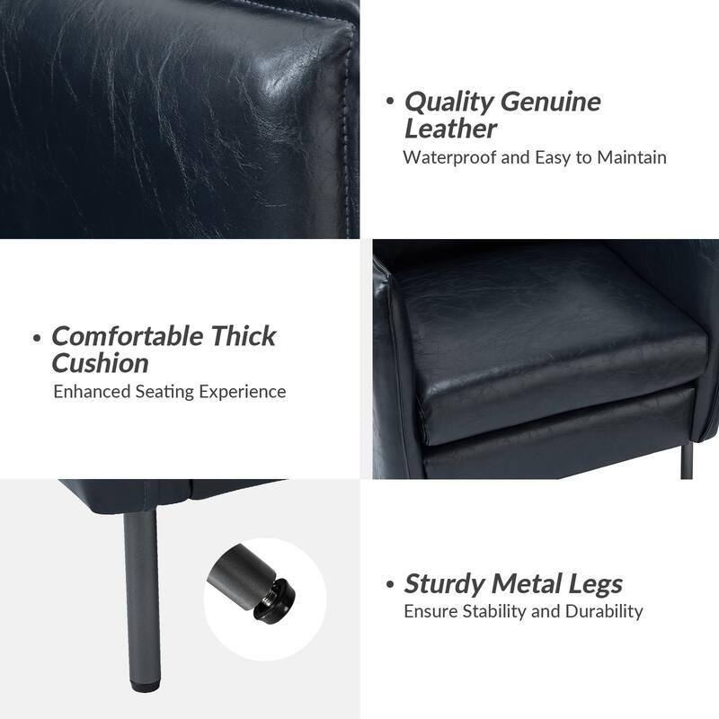 Jaime Modern Vegan Leather Accent chair with Metal Legs Set of 2 by HULALA HOME