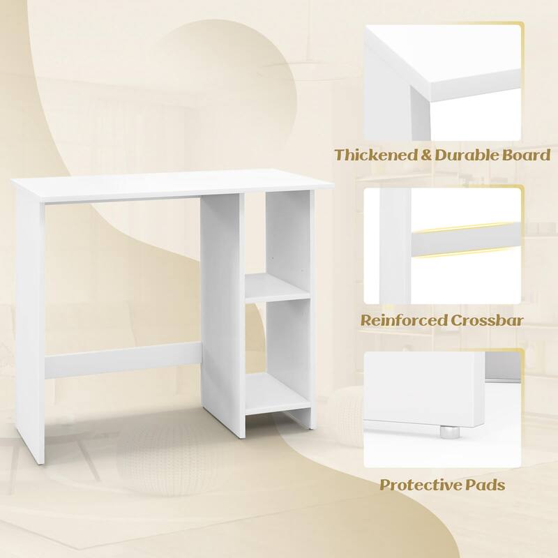 Costway Small Computer Desk with Storage Modern Writing Desk with