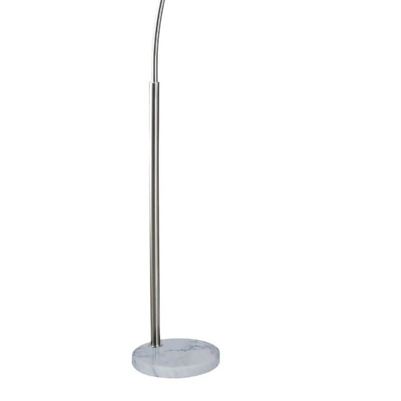 1pc Arch Lamp Chrome Metal Polished Stem White Marble Base Floor Lamp Contemporary Style