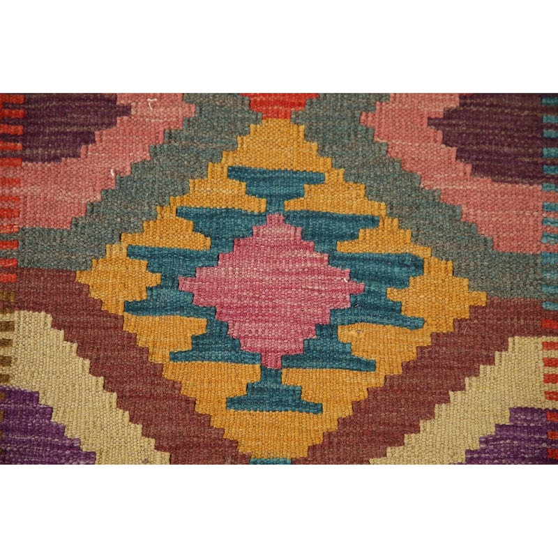 Reversible Kilim Oriental Runner Rug Flatweave Wool Carpet - 2'1"x 6'7"