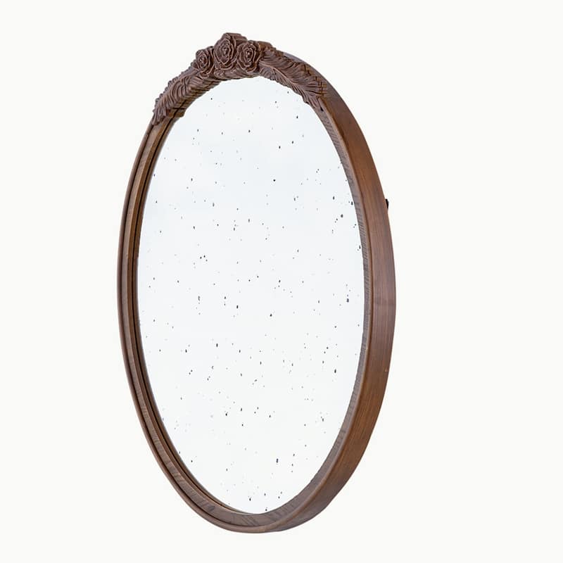 30"x30" Round Hand Carved Antique Mirror Frame