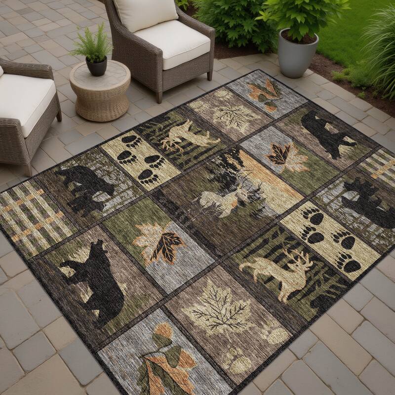 Machine Washable Indoor/ Outdoor Lodge Impressions Chantille Rug