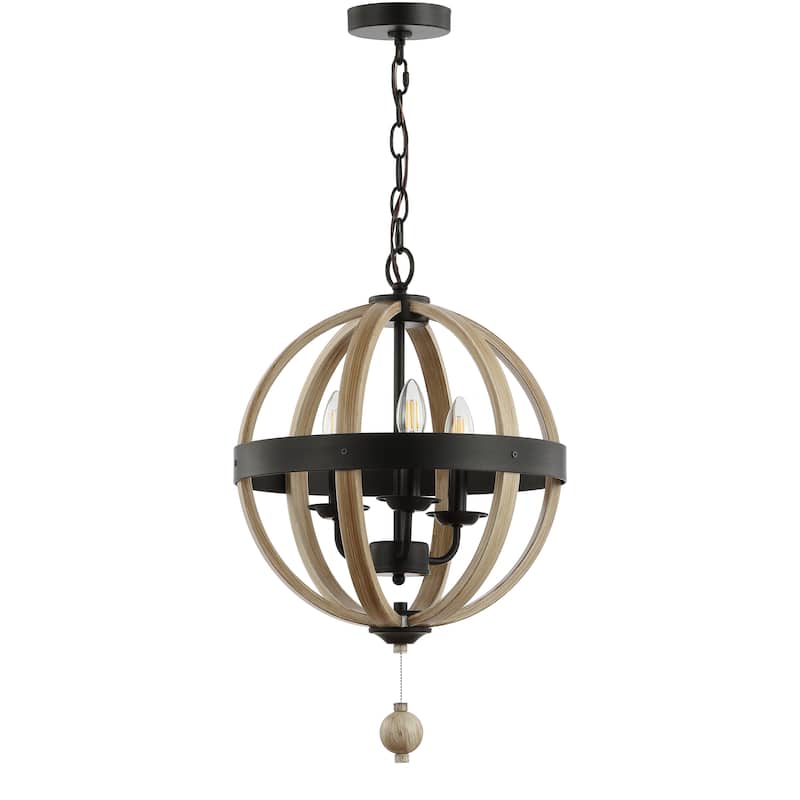 SAFAVIEH Lighting Domitilla Adjustable 3-Light Led Black Pendant - 15.3"x15.3"x28-100" - Black/Brown - 15Wx15Dx100H