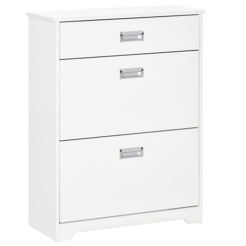 HOMCOM 3-Drawer Shoe Cabinet Modern Storage Rack with 2 Flip Doors Adjustable Shelf Freestanding Organizer