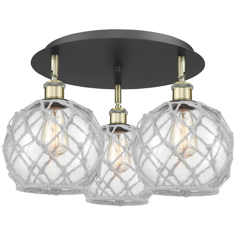 Innovations Lighting Endless Possibilities Ballston - Farmhouse Rope - 3 Light 20" Flush Mount