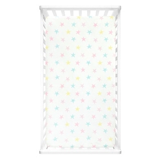 Lush Decor Baby Rainbow Allover Stars Soft & Plush Fitted Crib Sheet - 52"x 28" x 9"