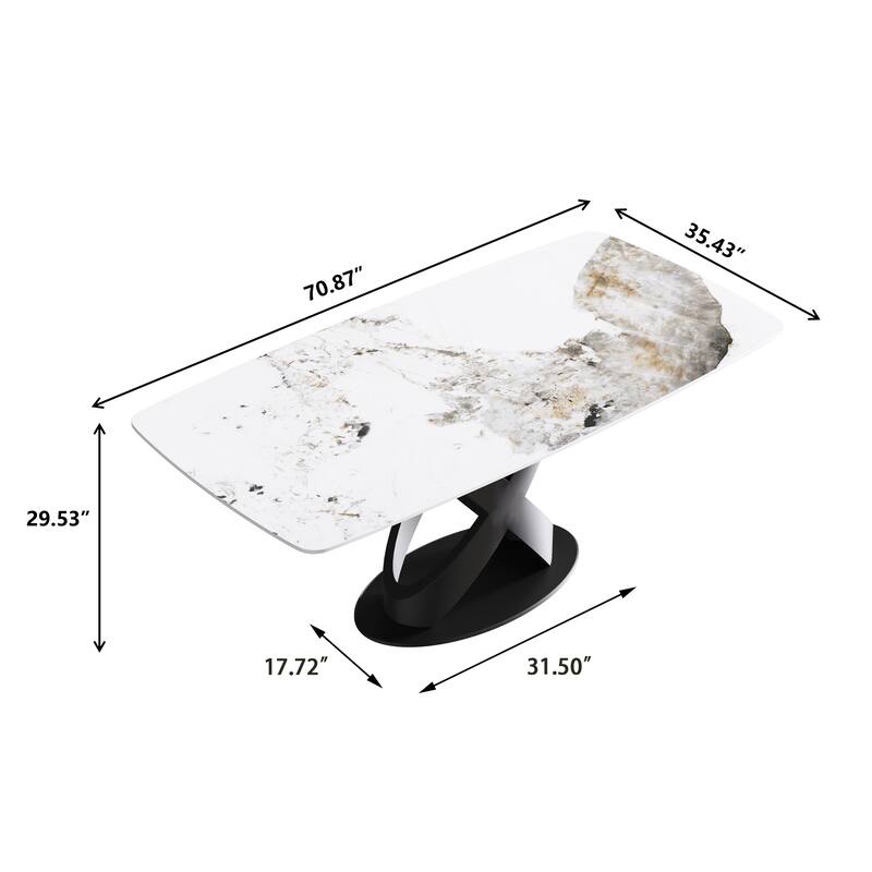 71'' Modern Artificial Marble Dining Table with Carbon Steel Base