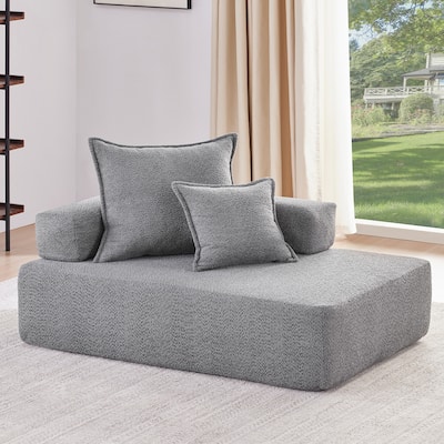 Oversized U-Shaped Modular Sectional Sofa with Boucle Fabric & No-Assembly Design