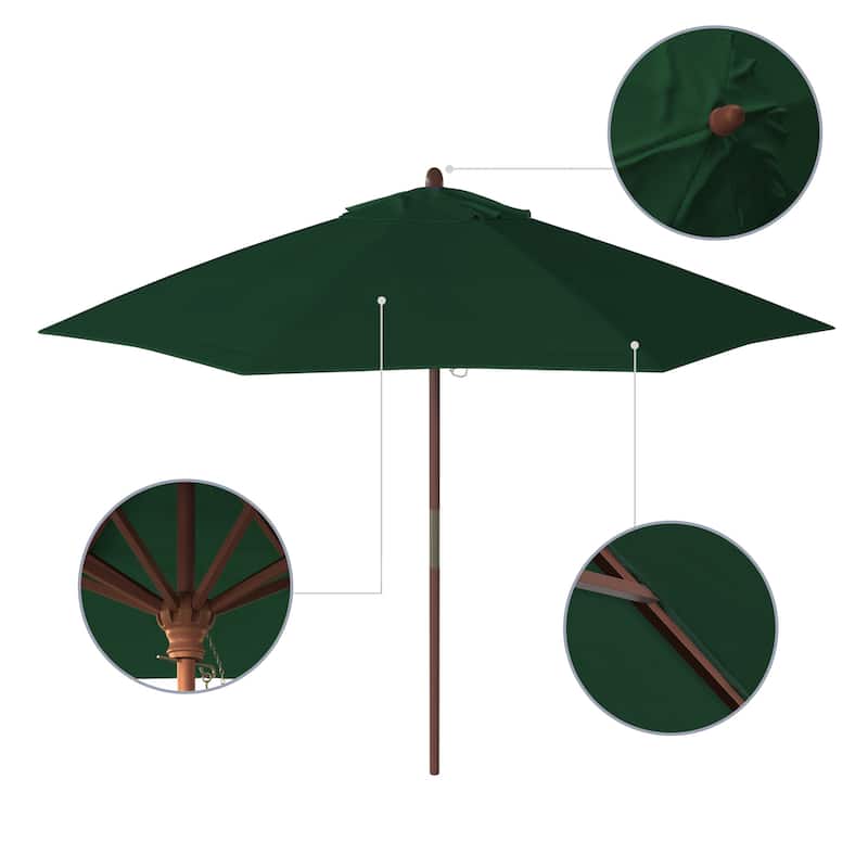 California Umbrella 9-ft. Round Marenti Wood-framed Olefin Patio Umbrella (No Base)