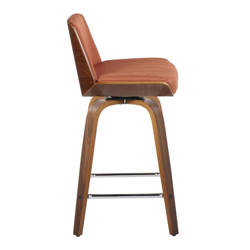 Carson Carrington Clemens 24" Fixed-Height Counter Stool with Bent Wood Legs & Square Footrest (Set of 2)