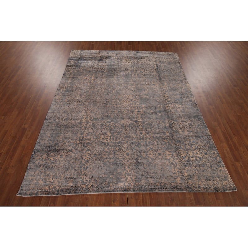 Multi-Color Abstract Indian Area Rug Handmade Wool Carpet - 7'11"x 10'1"
