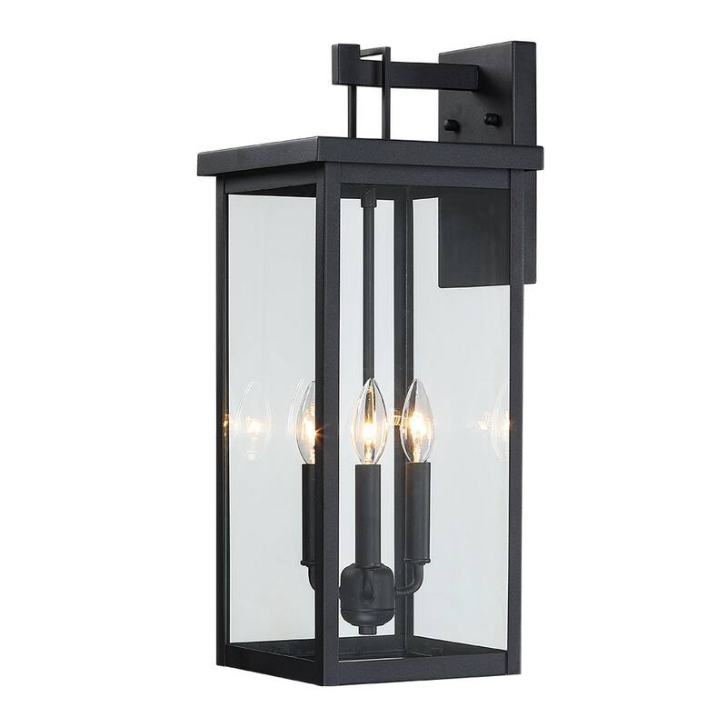 Forti 3-Light Large Black Outdoor Wall Sconce Lantern Light - 22.5"H - 22.5in H