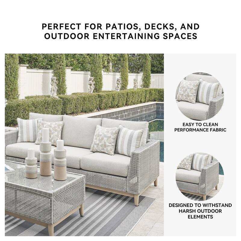 Signature Design by Ashley Seton Creek Gray Outdoor Sofa with Cushion - 82.63" W x 36.25" D x 35.88" H