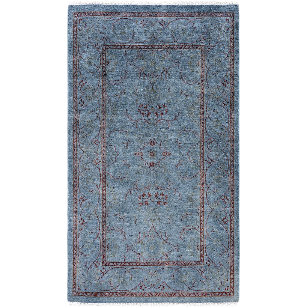 Overdyed One-of-a-Kind Hand-Knotted Runner Rug - Blue - 2' 7" x 4' 6"