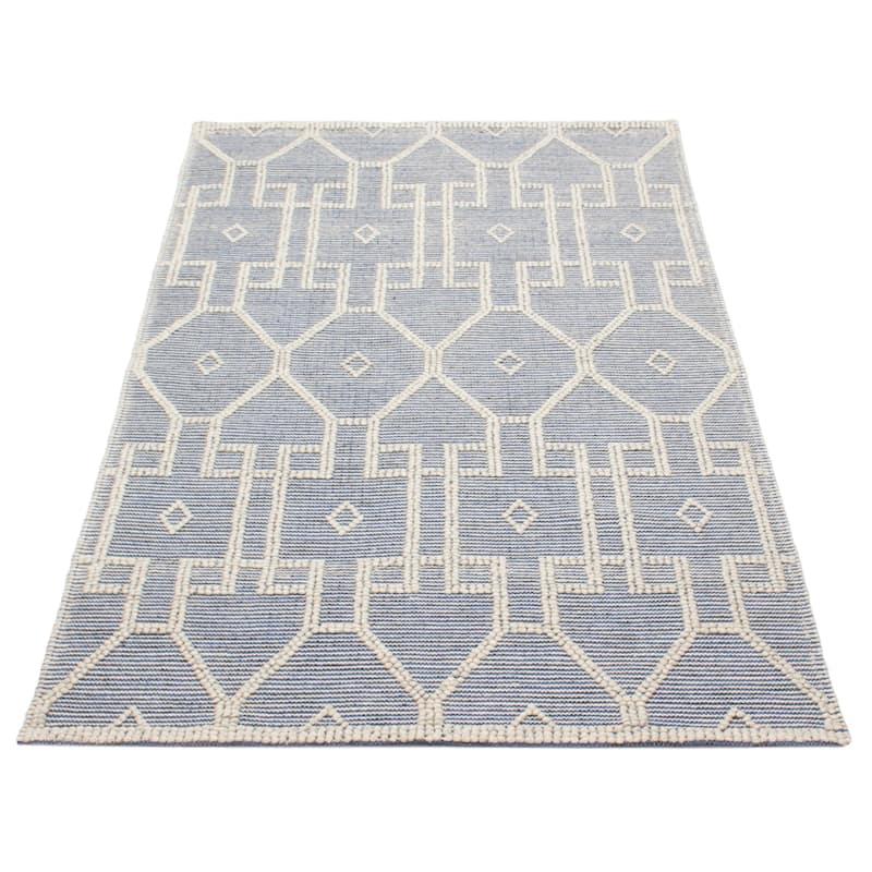 ECARPETGALLERY Braid weave Sienna Navy Wool Rug - 5'0 x 8'0
