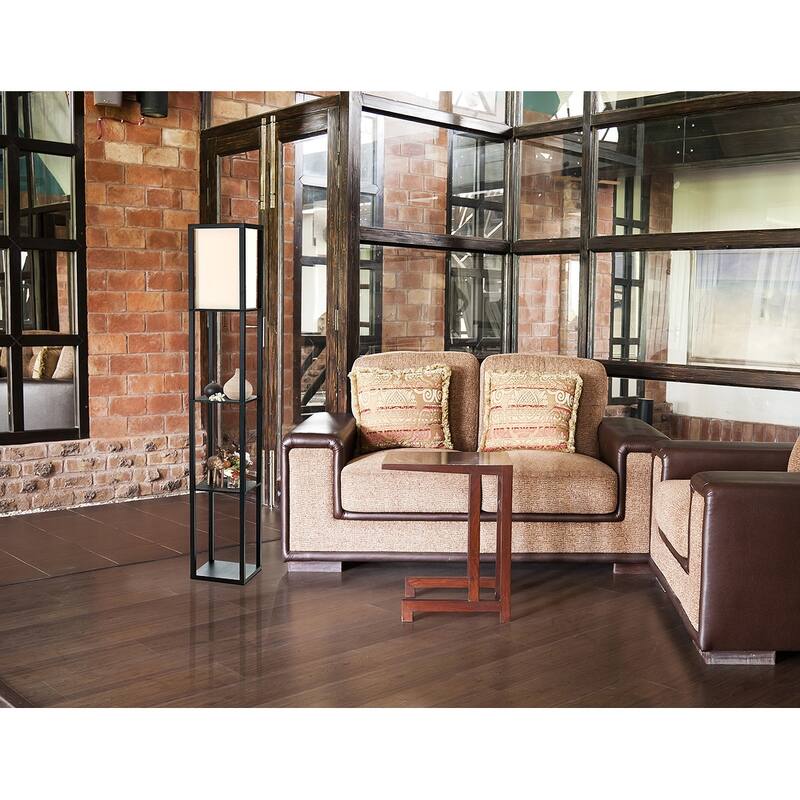 Porch & Den Victorine Floor Lamp Etagere Organizer Storage Shelf