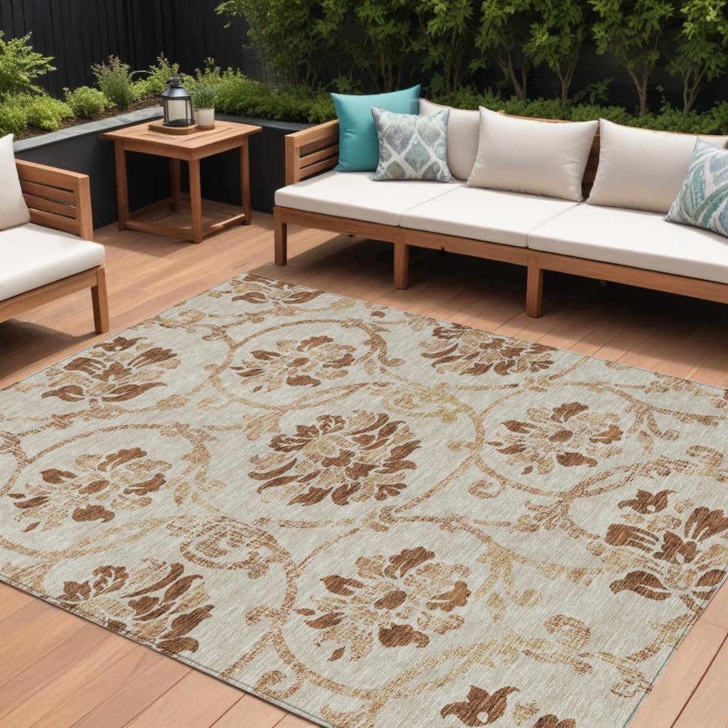 HomeRoots Floral Traditional Rectangle Outdoor Rug