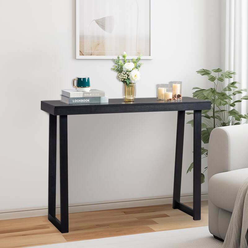 Narrow Solid Pine Wood Entryway Console Table for Small Space Living Room Furniture Decor