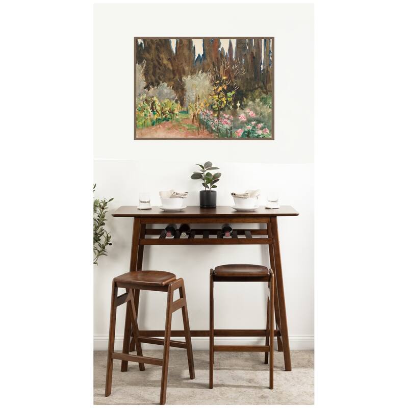 Kate and Laurel Gardens at Florence circa 1910 John Singer Sargent by Nostalgia Prints Framed Canvas Wall Art Print