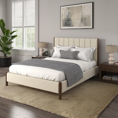 Eldra Cream Boucle Upholstered Platform Bed by iNSPIRE Q Modern
