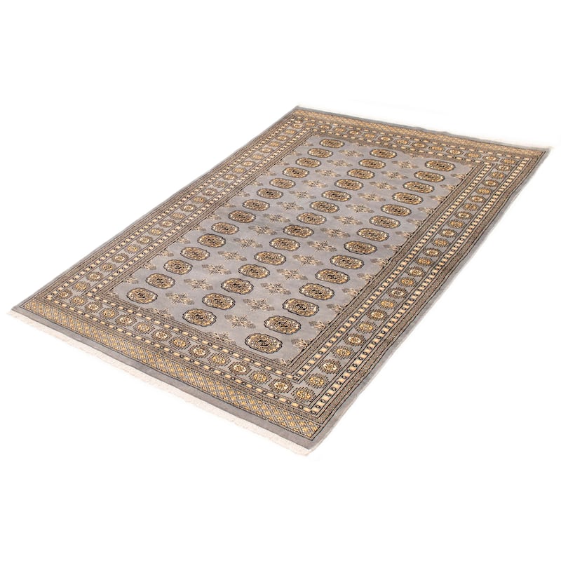 Finest Peshawar Bokhara Grey Rug 5'5" x 7'10" - 5'5 x 7'10