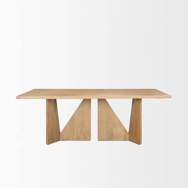 Tarro 84" Rectangular Brown Wood w/ Geometrical Base Dining Table - 84.0L x 42.0W x 30.0H
