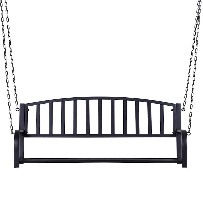 23.5 in. W 2-Seat Steel Porch Swing in Black