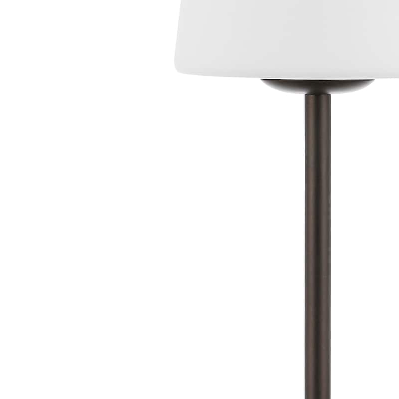 Eli 12.75" Modern Minimalist Iron Wireless Rechargeable Integrated LED Table Lamp, Nickel/White by JONATHAN Y