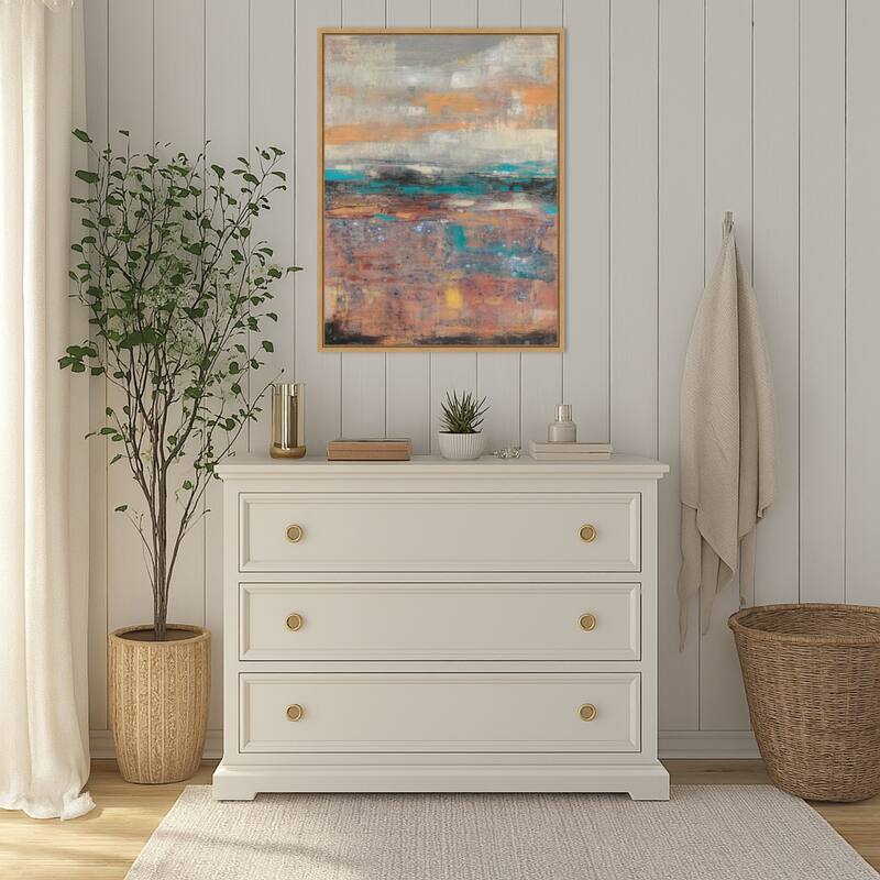 Teal Sunset No. 2 by Jennifer Goldberger (23 x 30 in.), Framed Canvas Wall Art Print