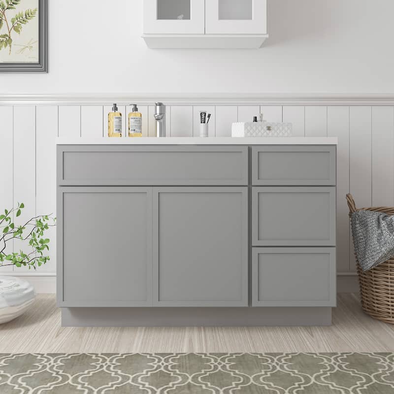 Vanity Art 54" Birch Freestanding Bathroom Vanity Cabinet without Top - Grey
