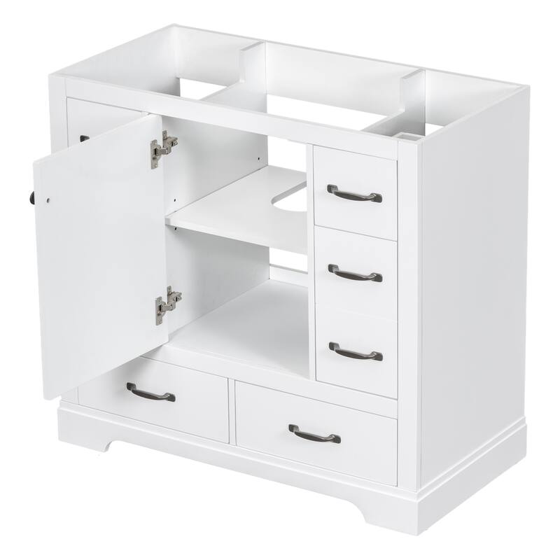 Freestanding Green Bathroom Cabinet Base - Ample Storage, Multi-Functional Drawers, Sink Not Included - 35.5in L
