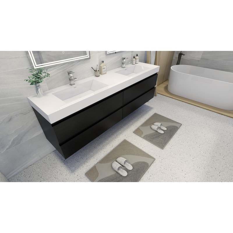 Baillie 84'' Wall-Mounted Vanity with Double Reinforced Acrylic Sink
