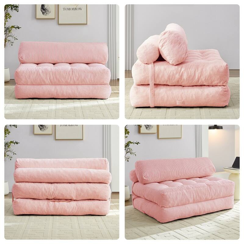 Mixoy W32''/W50'' Corded Velvet Fabric Folding Floor Lazy Futon Sofa Bed