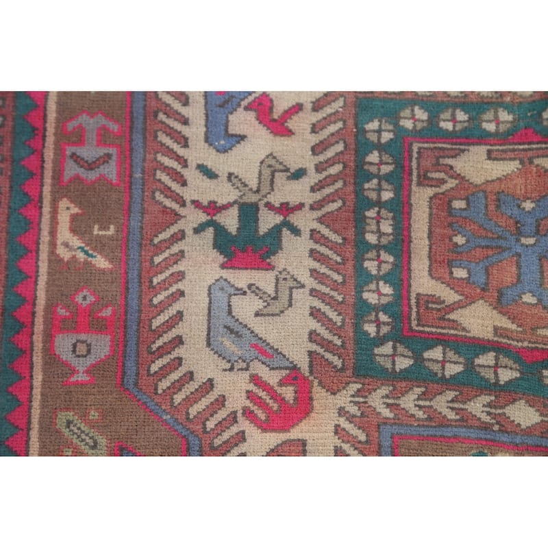 Tribal Meshkin Persian Vintage Runner Rug Hand-Knotted Wool Carpet - 3'11" x 10'5"