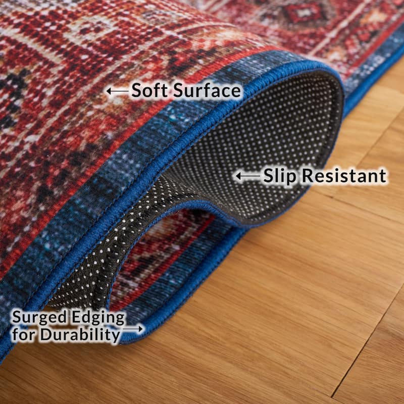 SAFAVIEH, Tucson Machine Washable Slip Resistant Jadwiga Traditional Rug