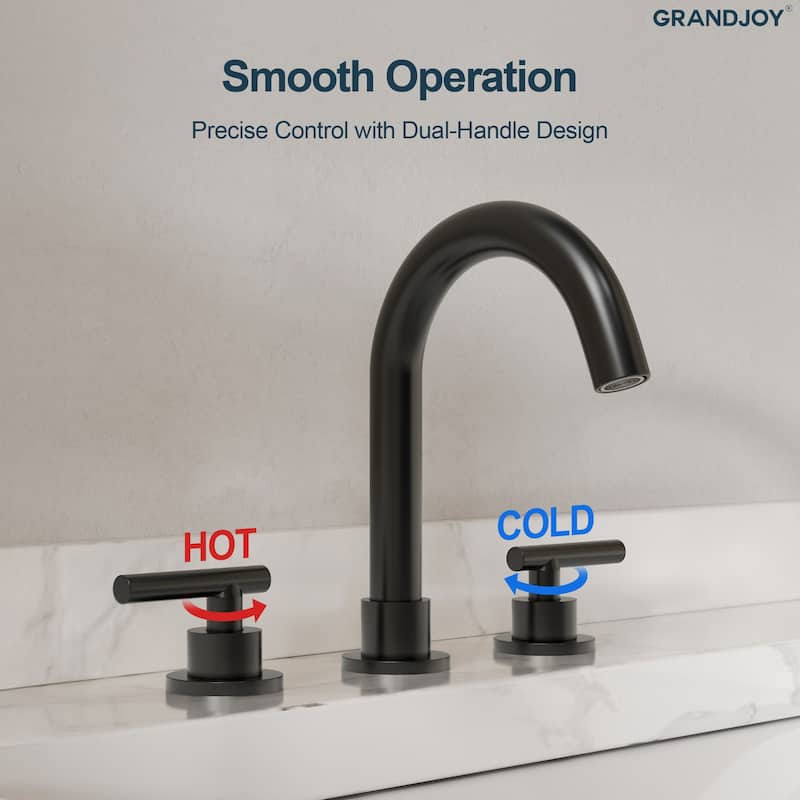 GRANDJOY 8" Mid Arc Widespread 2-Handle Bathroom Faucet