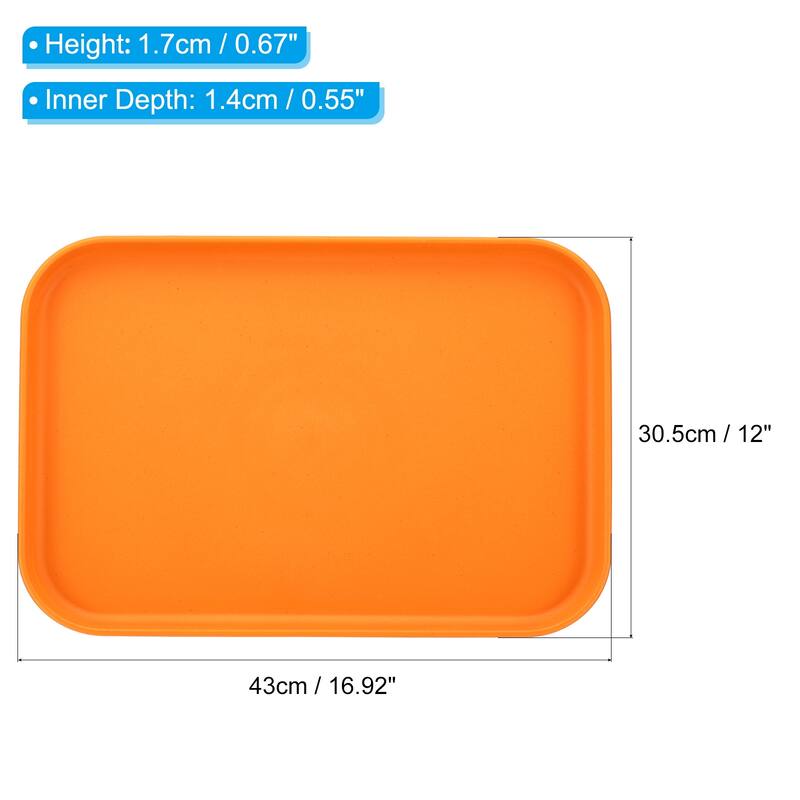 Fast Food Serving Tray, 20 Pack Bulk Plastic Reusable Kitchen Cafeteria Trays for Eating, Colorful - Multicolor - 16.9x12"