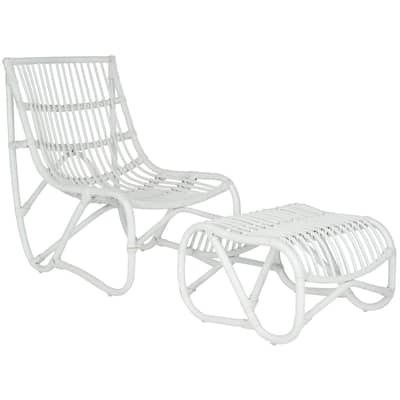 Safavieh Shenandoah White Wicker Chair and Ottoman Set - 22" x 30.5" x 32"