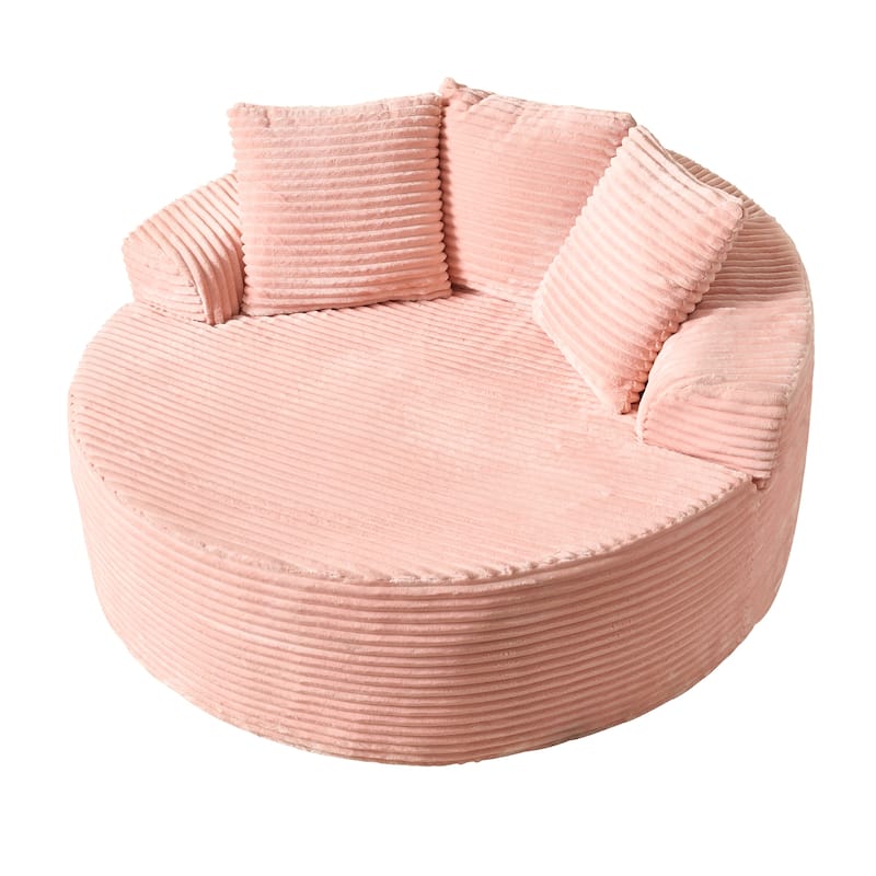 XIZZI Modern Round Plush Lounge Sofa with Cushions