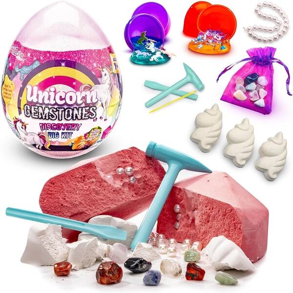 slide 2 of 7, GirlZone Unicorn Gemstones Discovery Dig Kit, Slime-Filled Gemstones to Crack Open, DIY Bracelet Kit for Kids 12-14