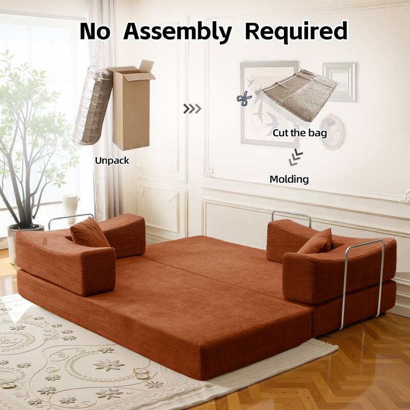 2-in-1 Convertible Sofa Bed, Memory Foam Mattress, No Assembly, Space-Saving for Living Room, Bedroom