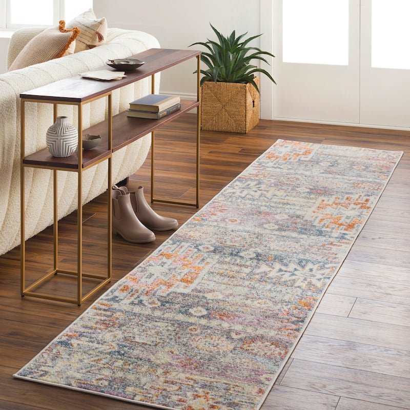 Livabliss Iver Southwestern Patchwork Area Rug - Denim - 2'7" x 10' Runner