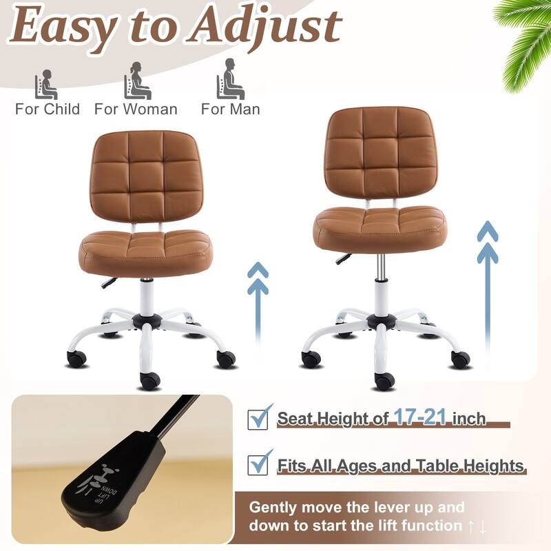 22.1 Inch Upholstered PU Lattice Swivel Office Chair