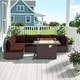 preview thumbnail 28 of 51, 7-Piece Outdoor Deep Seating Sectional Wicker Patio Conversation Set with Fire Pit
