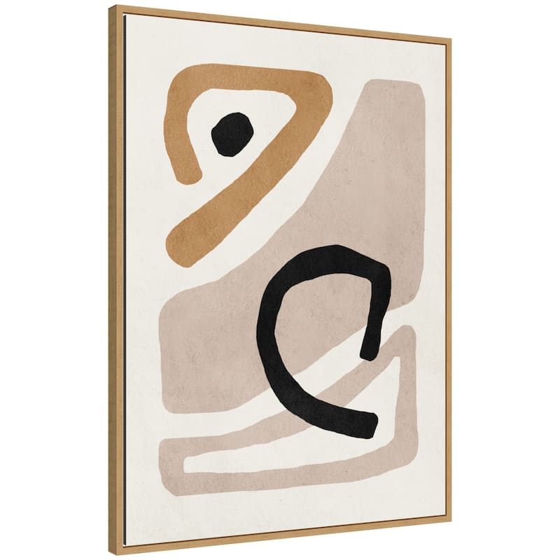 Kate and Laurel Sylvie Neutral Abstract 1 Minimal Modern Art Framed Canvas by July Art Prints - 28x38 - Natural