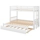preview thumbnail 8 of 7, White Twin over Pull-out Wood Bunk Bed with Extendable Bottom Bed and Trundle, High Rails, Reversible Ladder